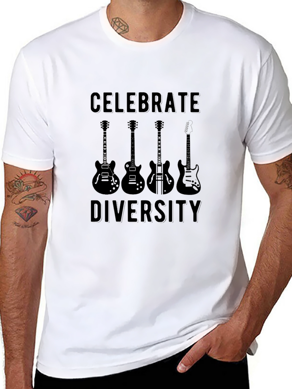 Celebrate Diversity Guitar T-Shirt