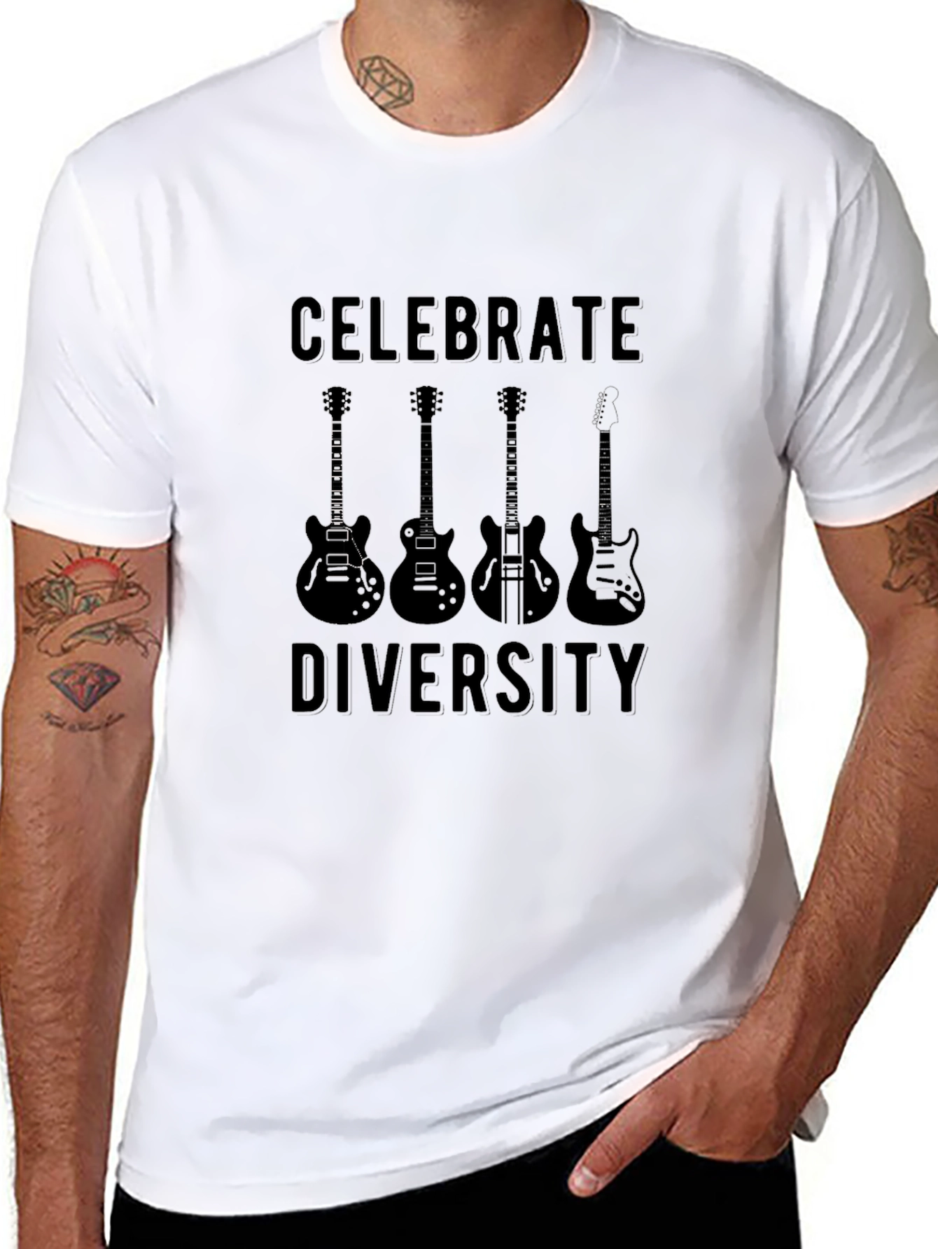 Celebrate Diversity Guitar T-Shirt