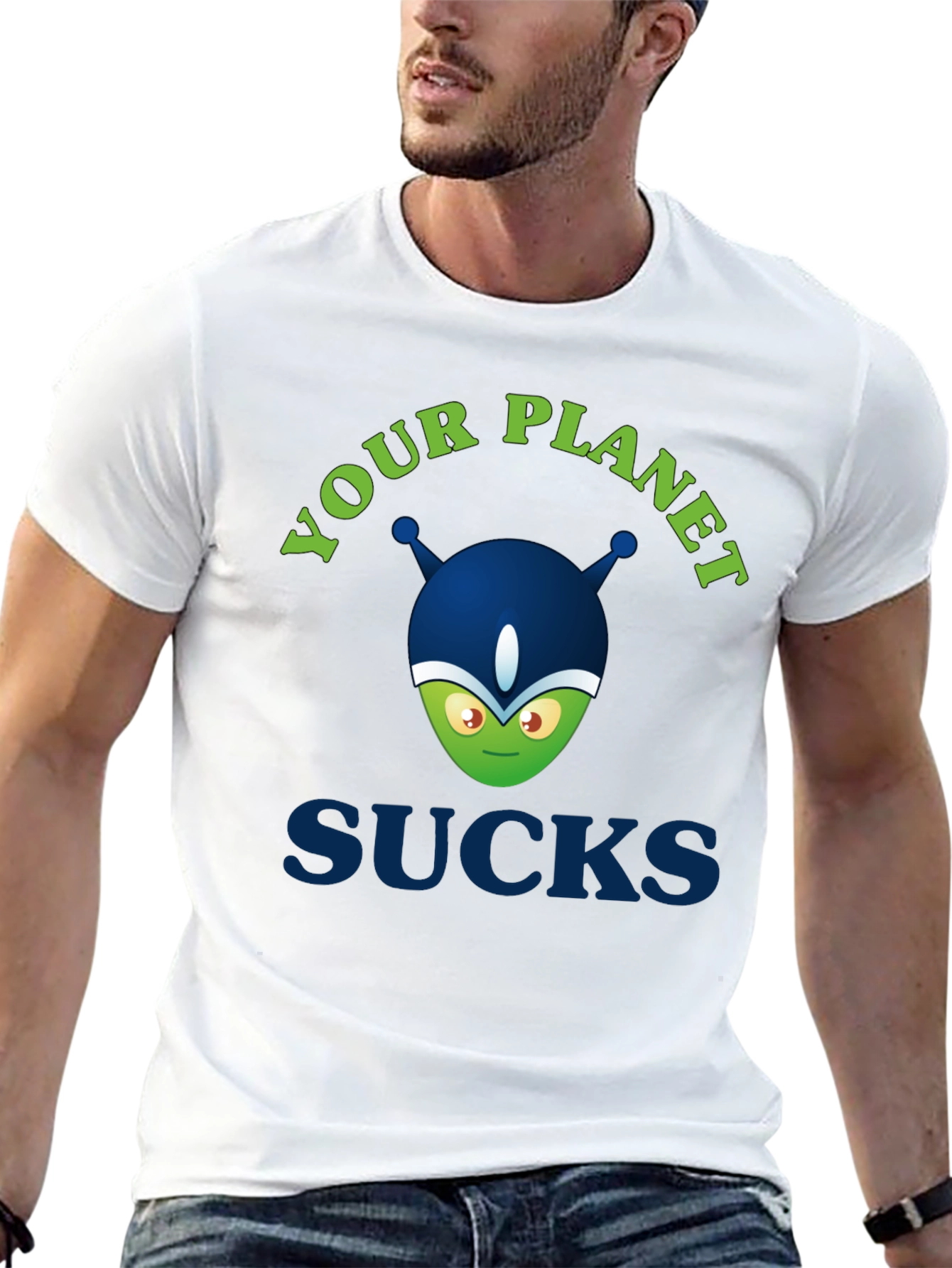 Your Planet Sucks Alien Graphic Tee - Black