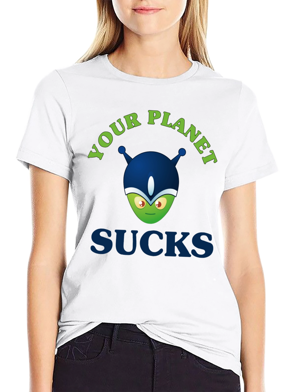 Your Planet Sucks Alien Graphic Tee - Black