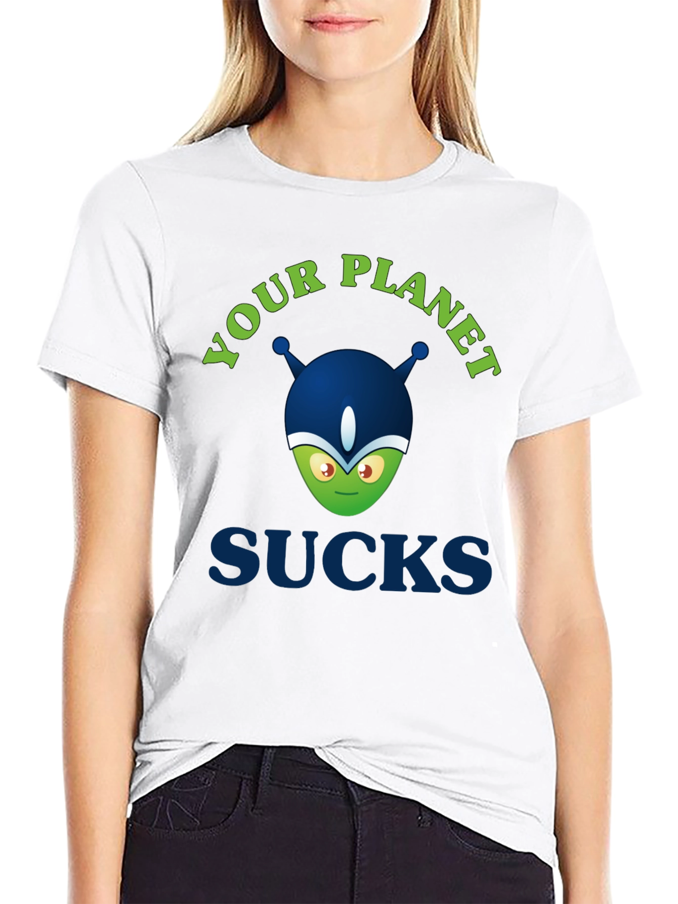Your Planet Sucks Alien Graphic Tee - Black