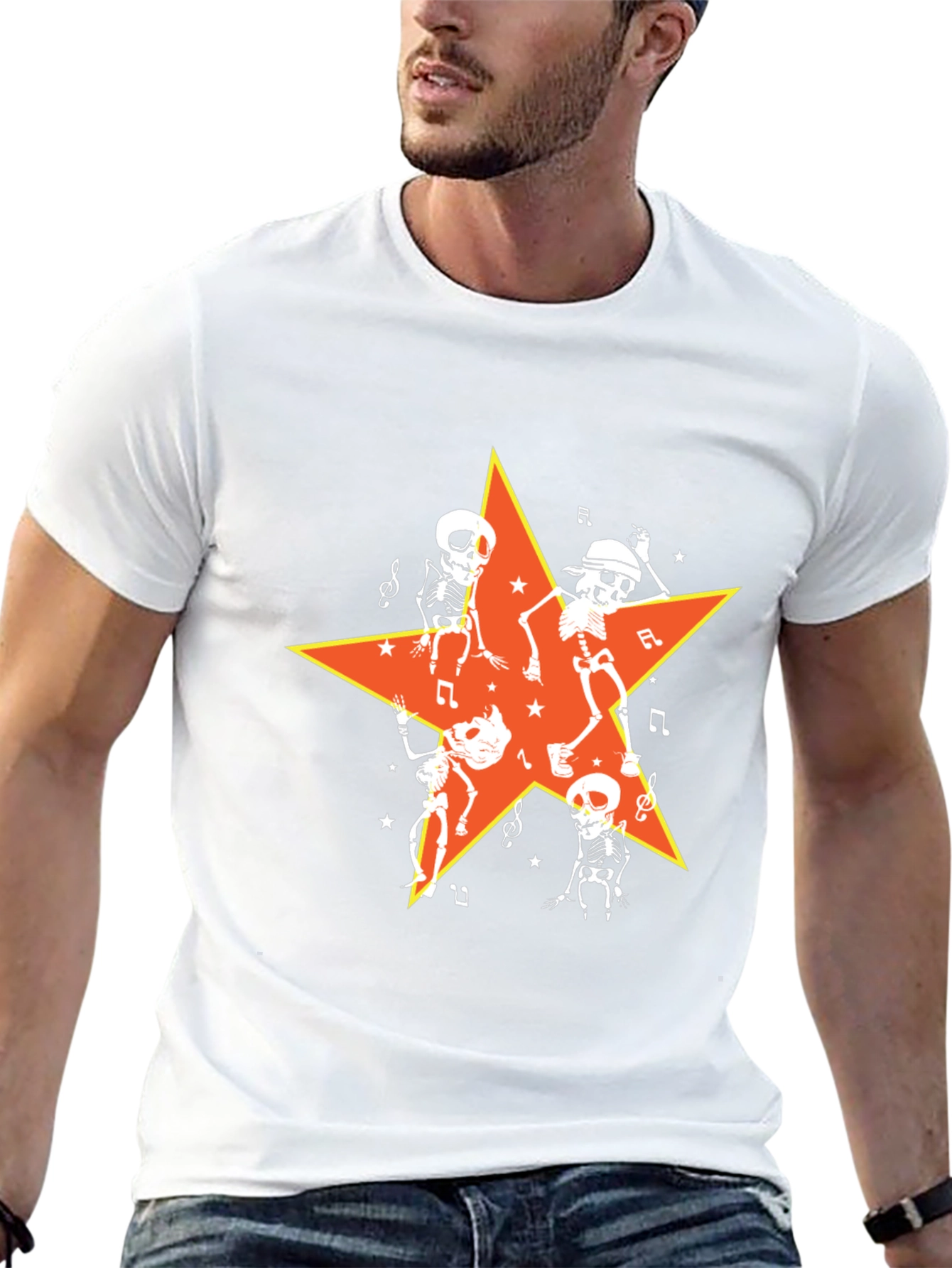 Dancing Skeletons Star Graphic Tee - Halloween Ready!