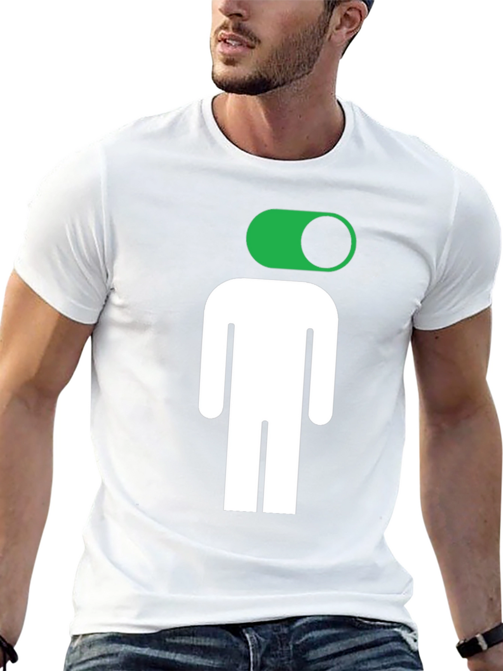 Funny On/Off Man Graphic Tee - Black