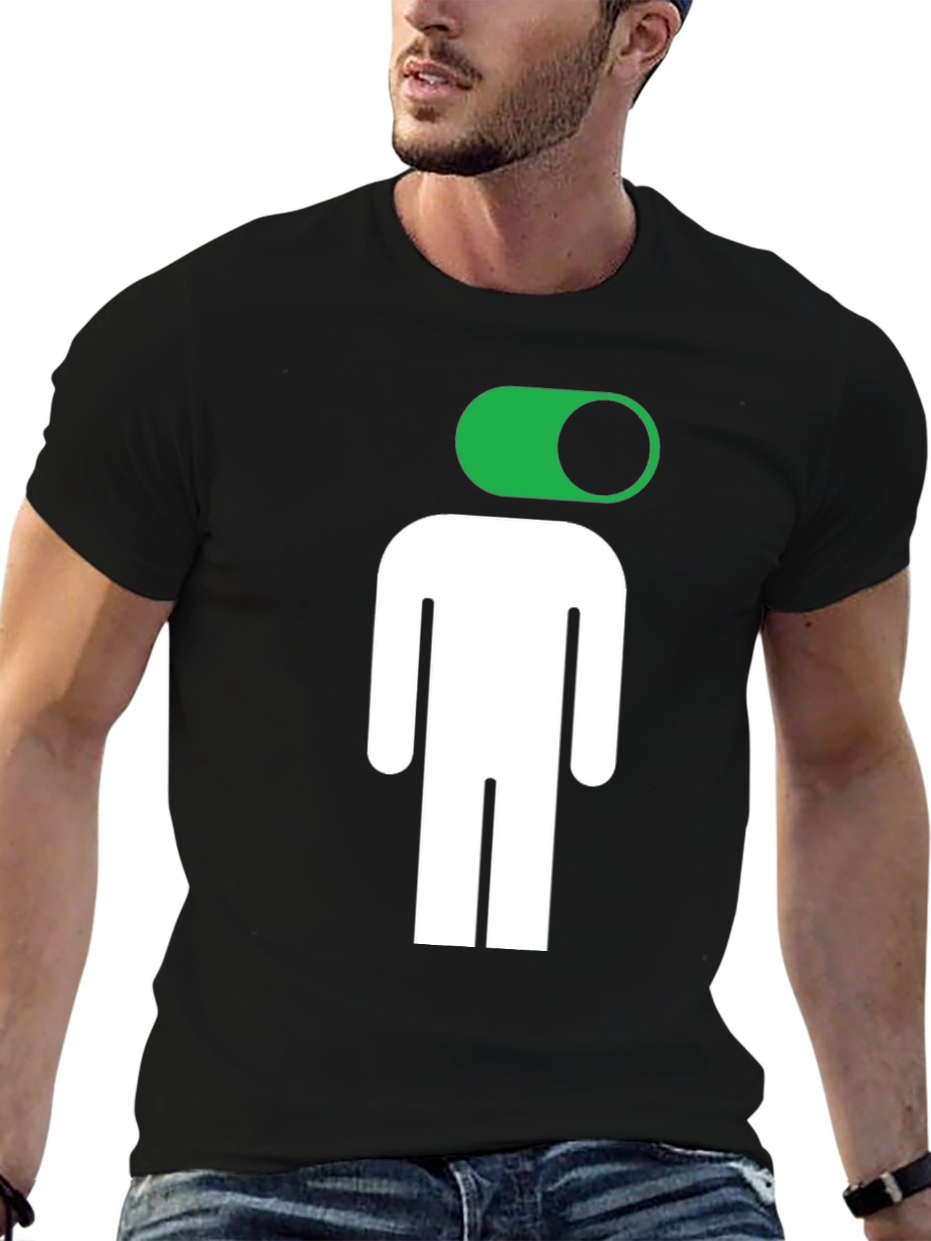 Funny On/Off Man Graphic Tee - Black