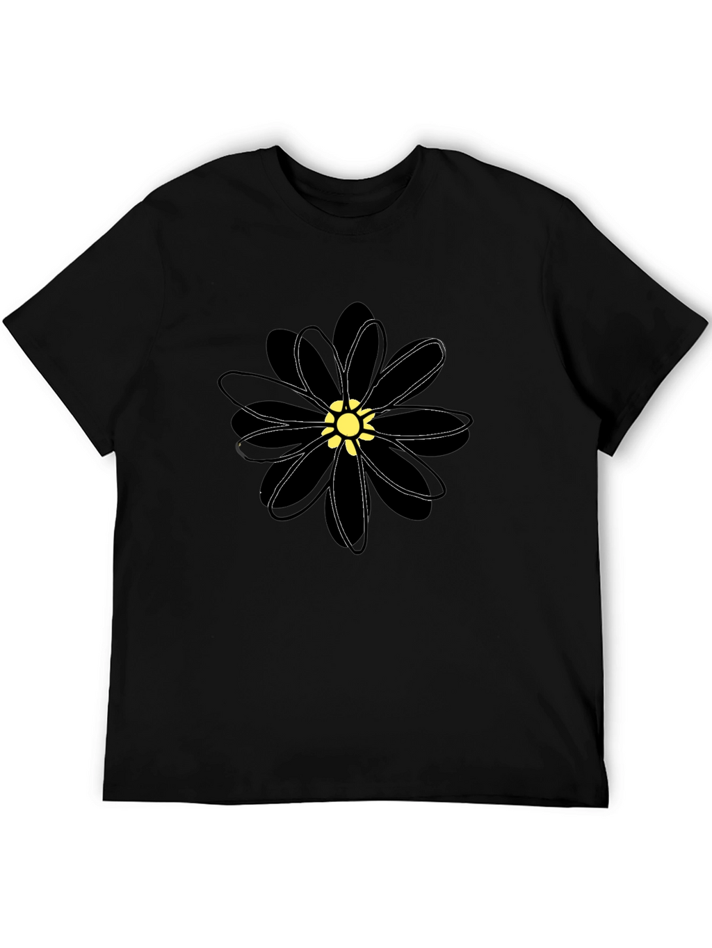 Black Flower Graphic T-Shirt - Casual Comfort