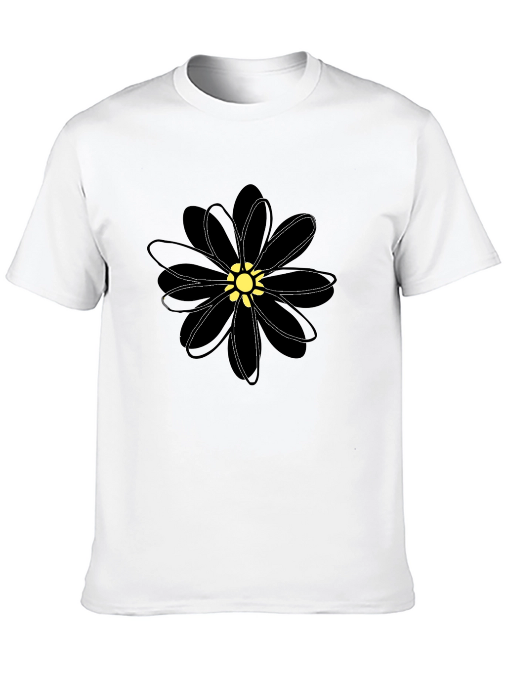 Black Flower Graphic T-Shirt - Casual Comfort