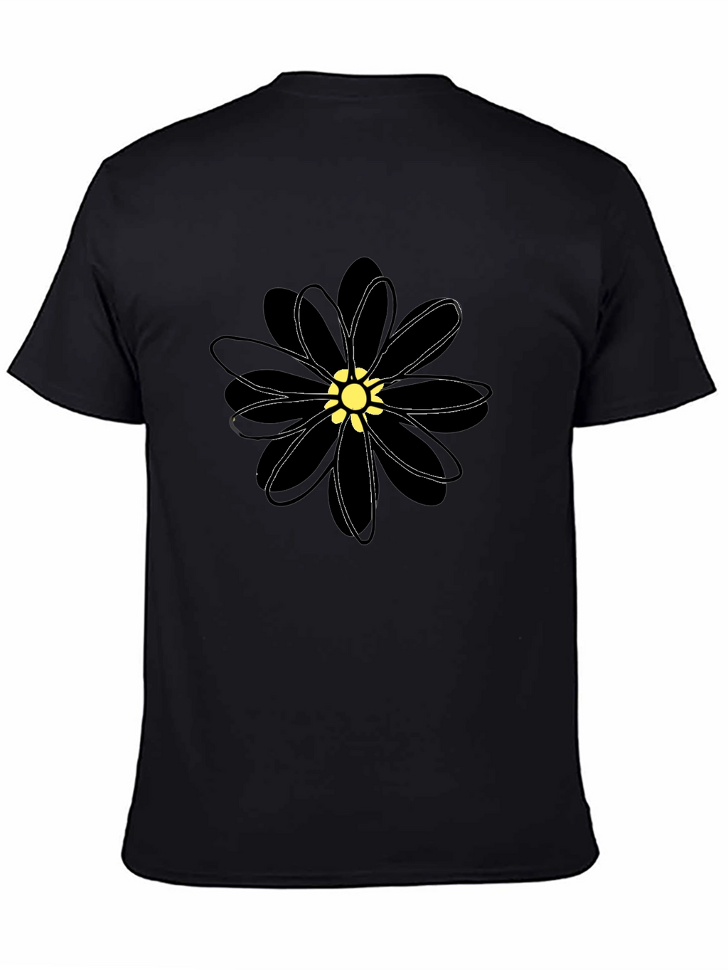 Black Flower Graphic T-Shirt - Casual Comfort