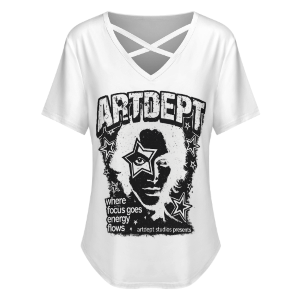 ARTDEPT Vintage Star Face Graphic Tee – Retro Grunge Streetwear Oversized T-Shirt for Women(z334)