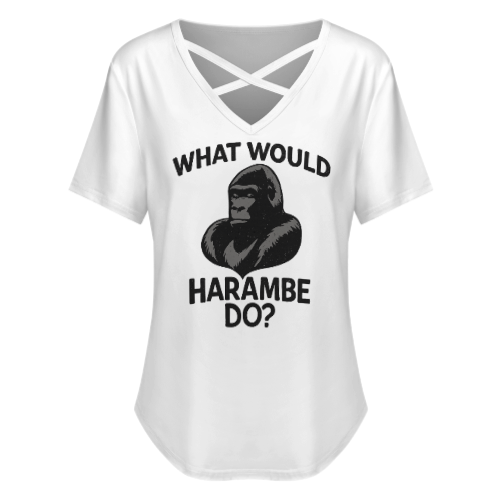 What Would Harambe Do? Funny Meme Gorilla Graphic Tee – Retro Internet Humor T-Shirt(z336)