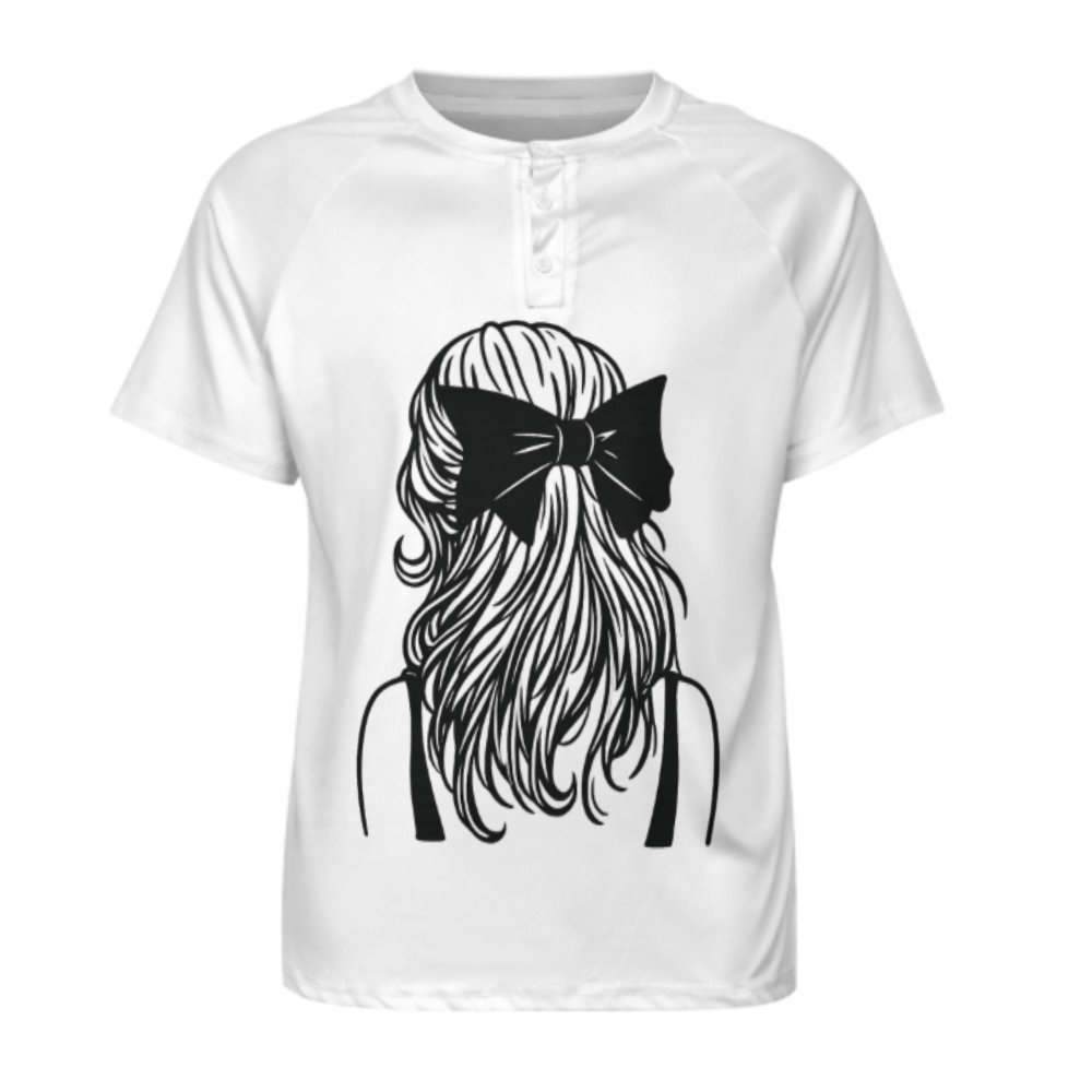 Minimalist Girl Bow Hair Graphic T-Shirt – Aesthetic Line Art Fashion Tee for Women(z314)