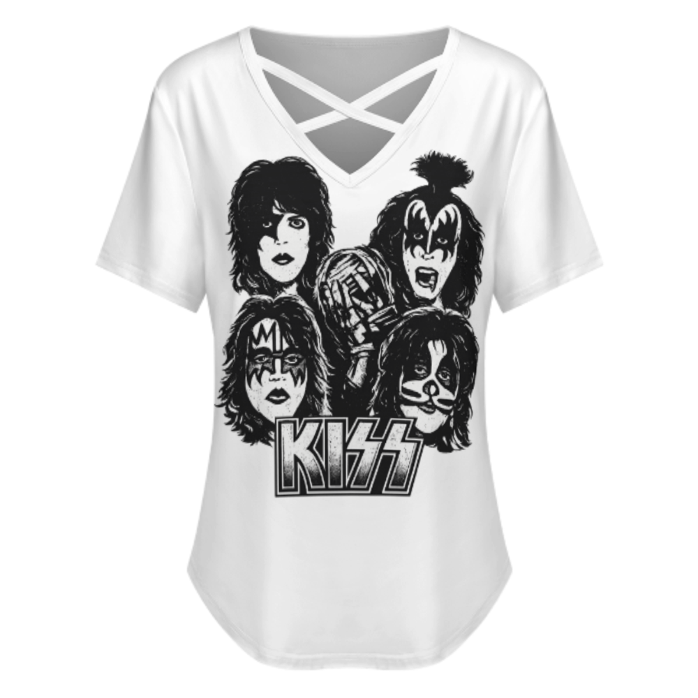 Vintage Rock Band Graphic T-Shirt – Retro Glam Rock Inspired Streetwear Tee for Music Fans(z332)