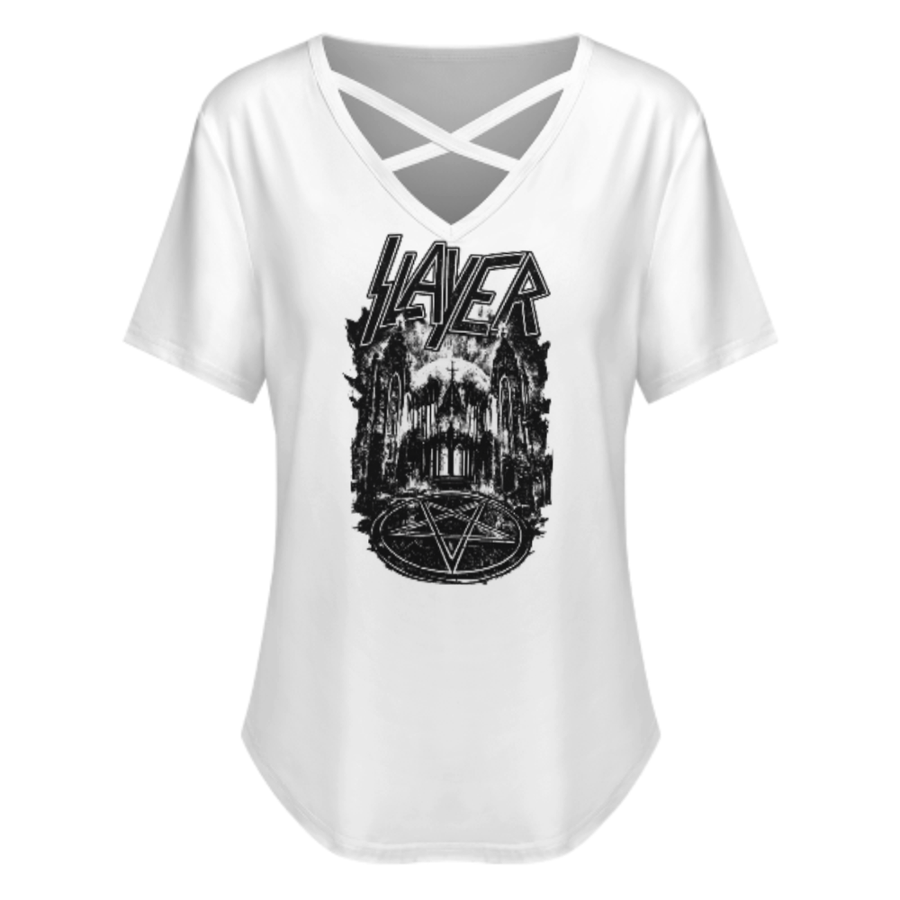 Slayer Gothic Metal Graphic Tee – Vintage Heavy Metal Inspired Dark Aesthetic Shirt(z340)