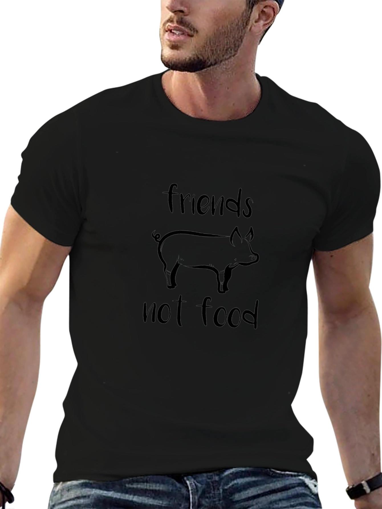 Friends Not Food Pig Graphic Tee Vegan T-Shirt