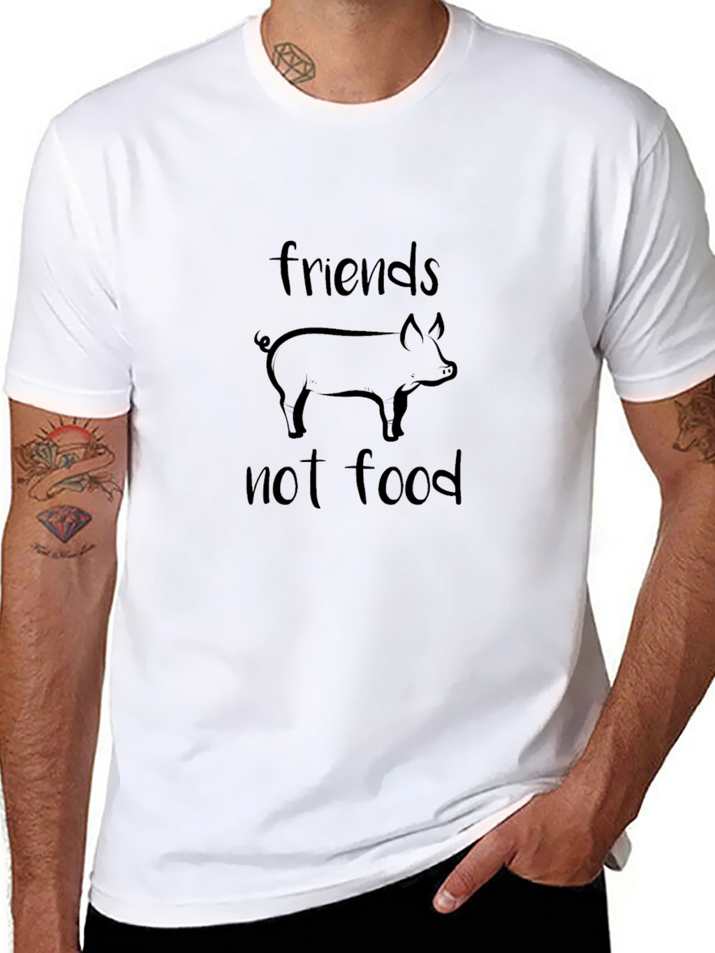 Friends Not Food Pig Graphic Tee Vegan T-Shirt
