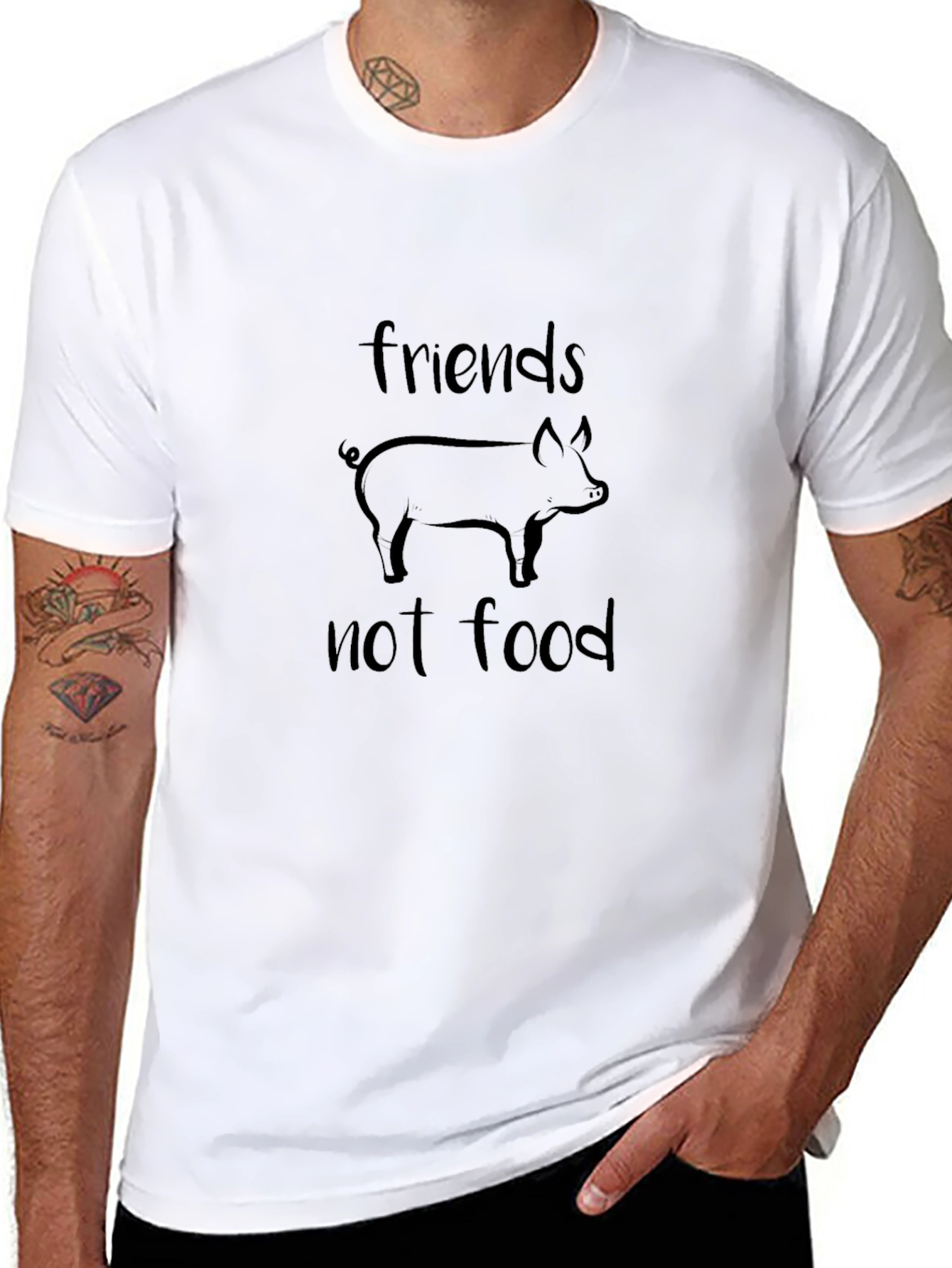 Friends Not Food Pig Graphic Tee Vegan T-Shirt