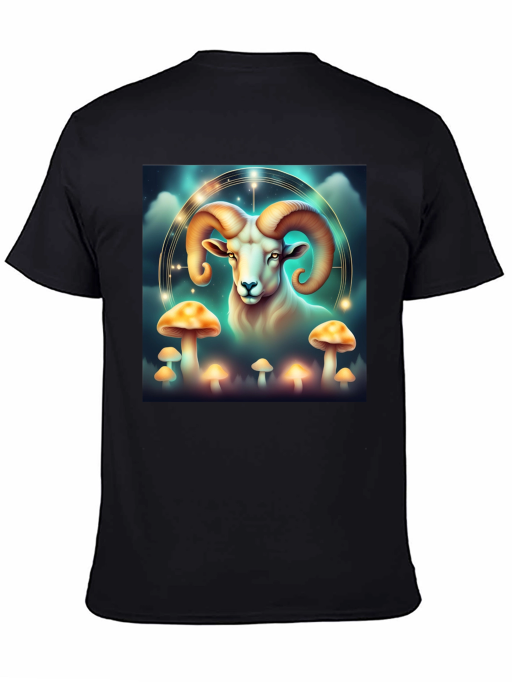 Aries Ram & Mushroom Graphic T-Shirt - Zodiac Tee