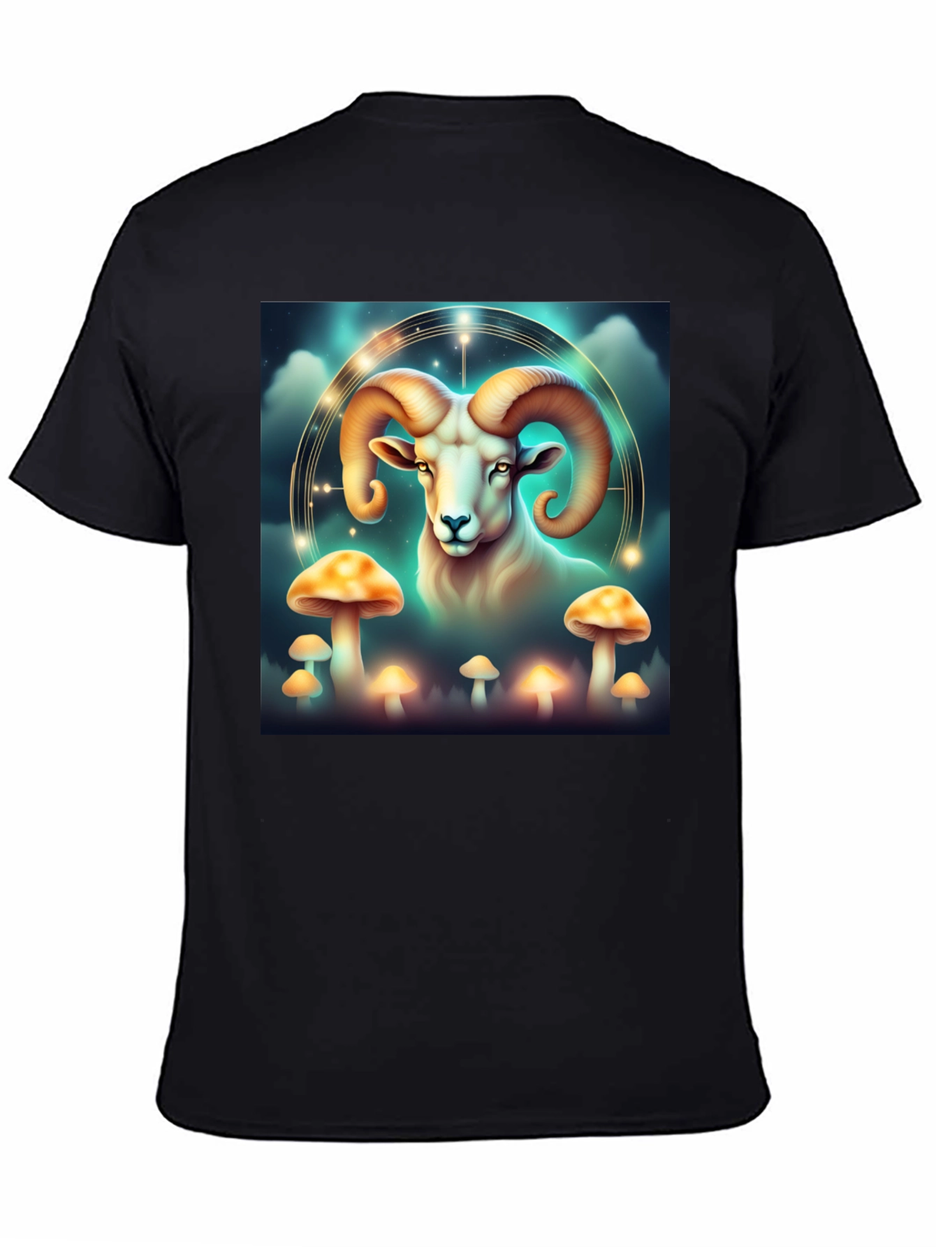 Aries Ram & Mushroom Graphic T-Shirt - Zodiac Tee