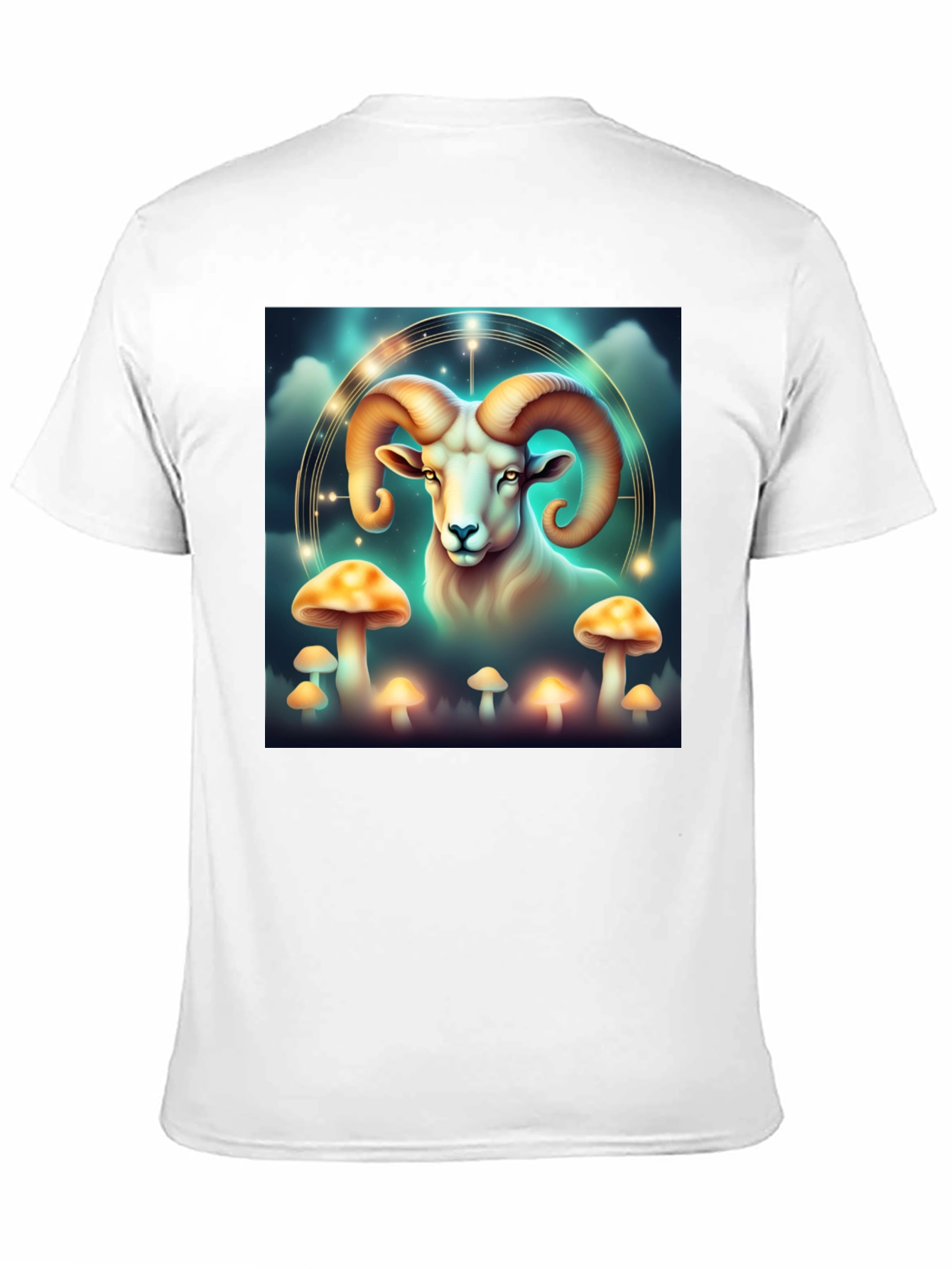Aries Ram & Mushroom Graphic T-Shirt - Zodiac Tee