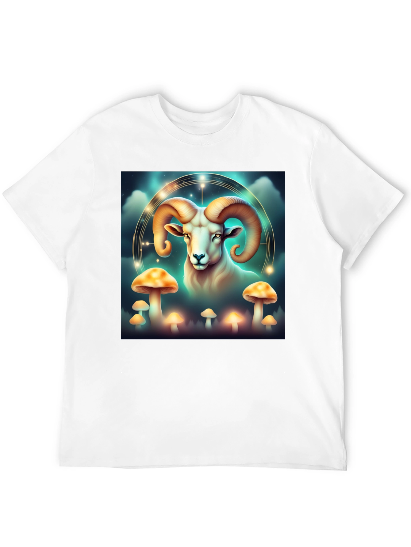 Aries Ram & Mushroom Graphic T-Shirt - Zodiac Tee