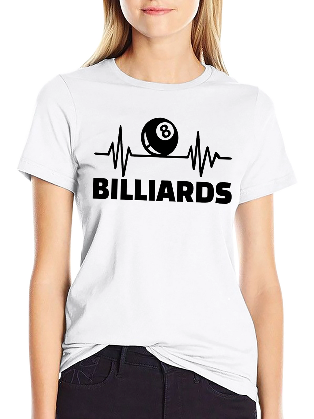 Billiards Eight Ball Heartbeat Graphic Tee
