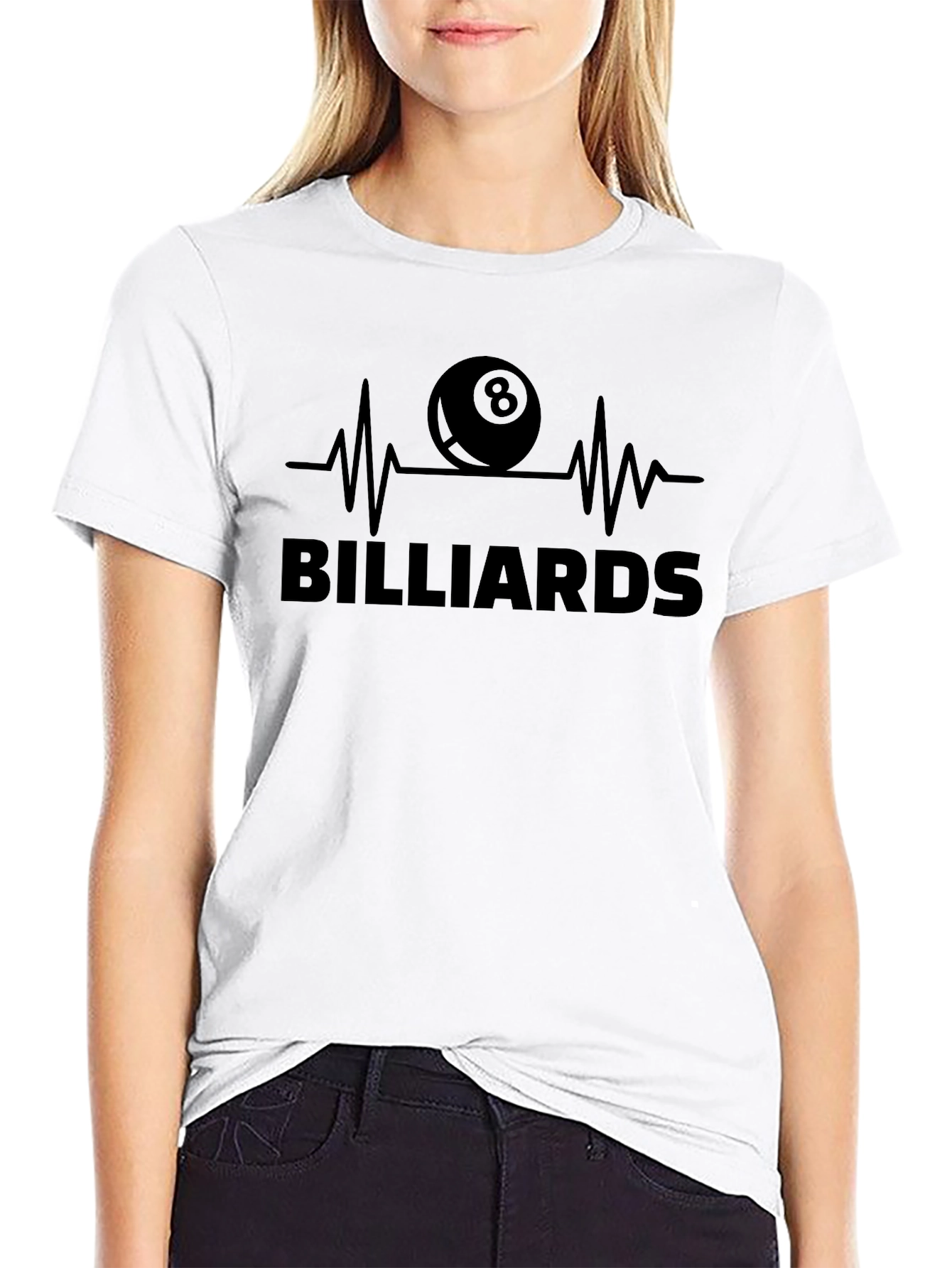 Billiards Eight Ball Heartbeat Graphic Tee