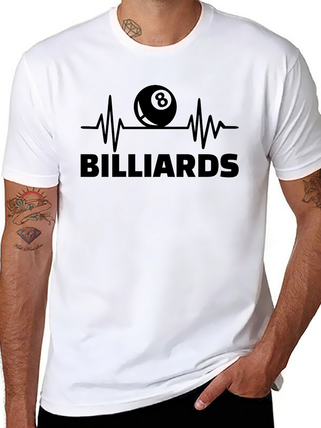 Billiards Eight Ball Heartbeat Graphic Tee