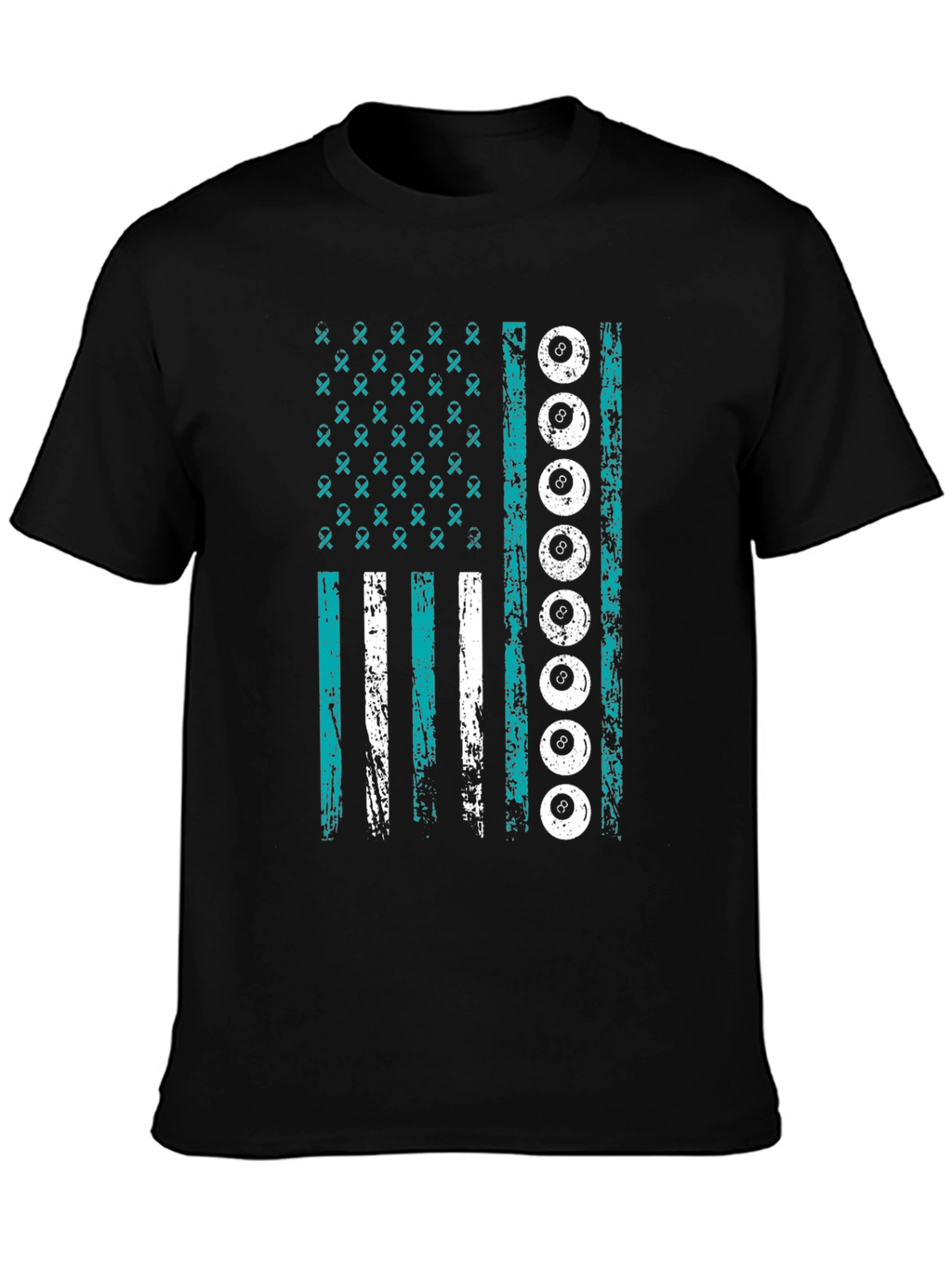 Pool Billiards Awareness Ribbon Flag T-Shirt