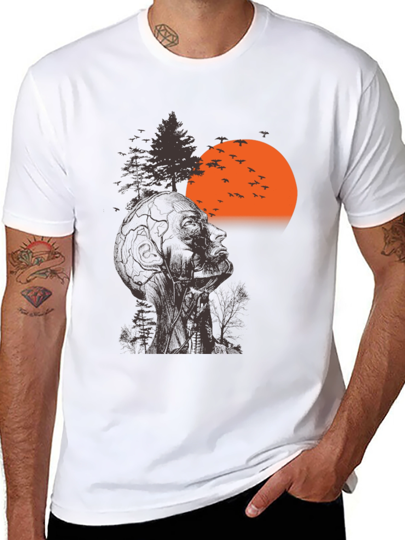 Nature Head T-Shirt - Mens Short Sleeve Crew Neck