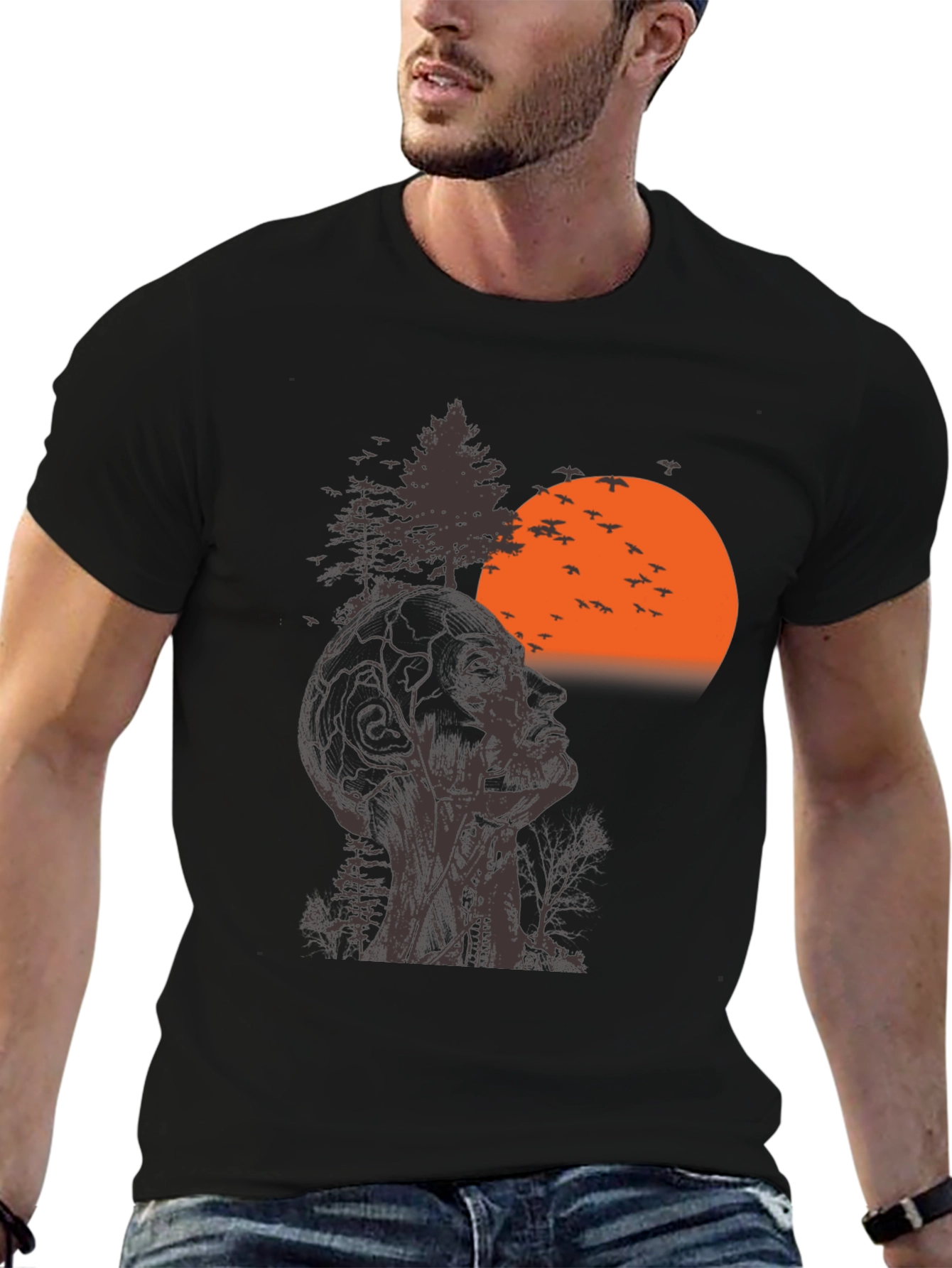 Nature Head T-Shirt - Mens Short Sleeve Crew Neck