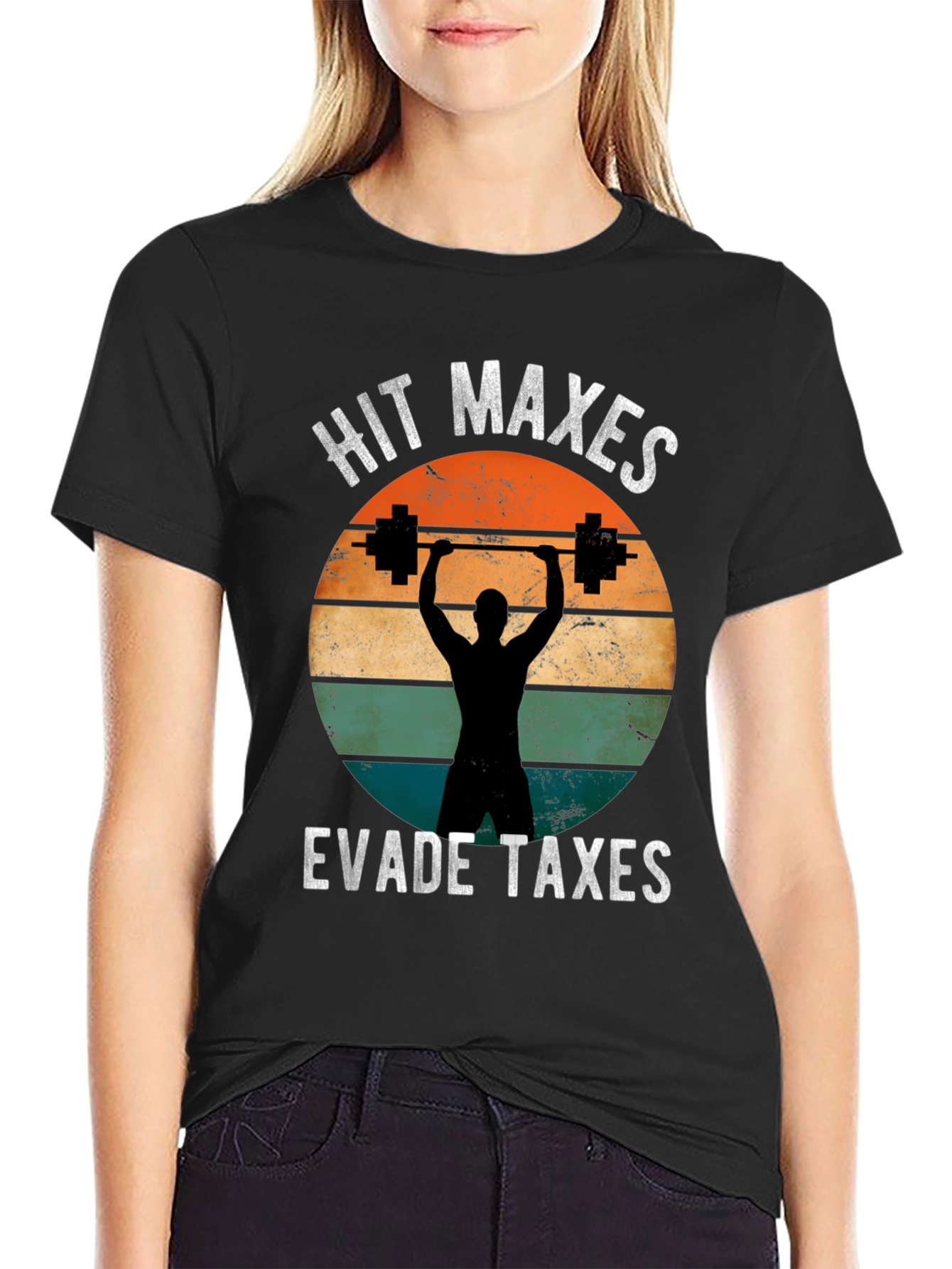 Hit Maxes Evade Taxes Graphic T-Shirt - Gym Humor Tee