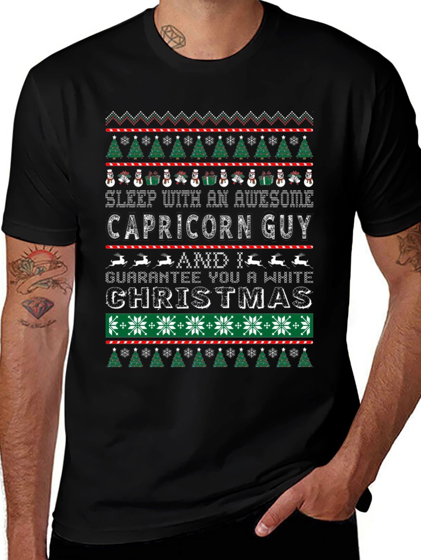 Capricorn Guy Ugly Christmas Sweater Style T-Shirt