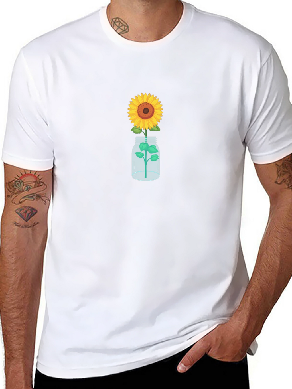 Sunflower in Jar Graphic Tee - Black