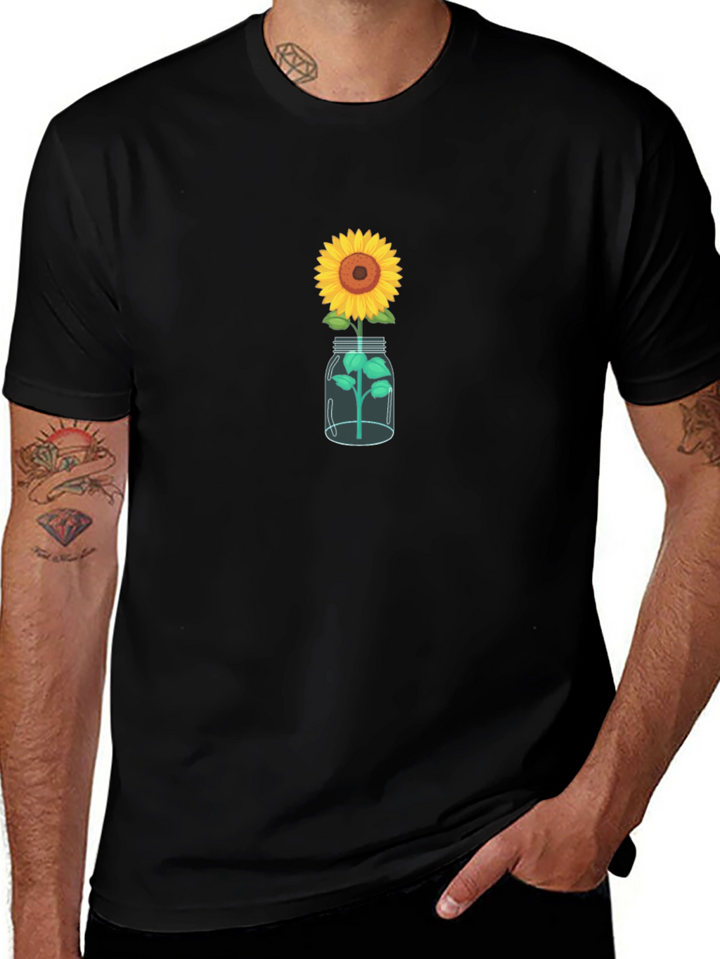 Sunflower in Jar Graphic Tee - Black