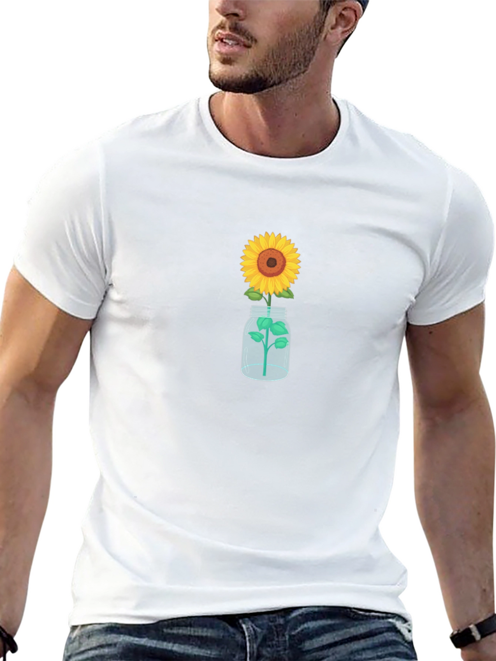 Sunflower in Jar Graphic Tee - Black