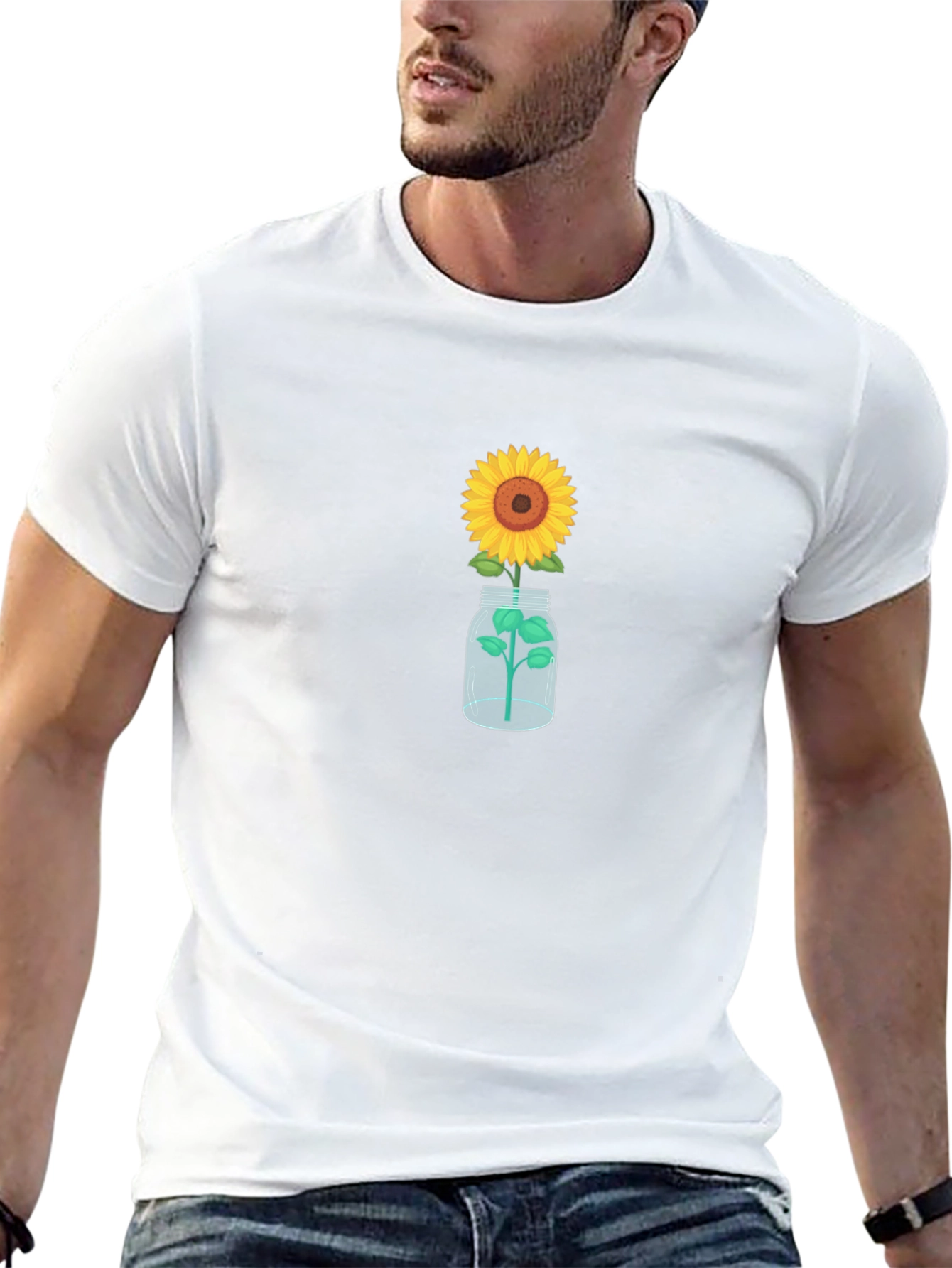 Sunflower in Jar Graphic Tee - Black