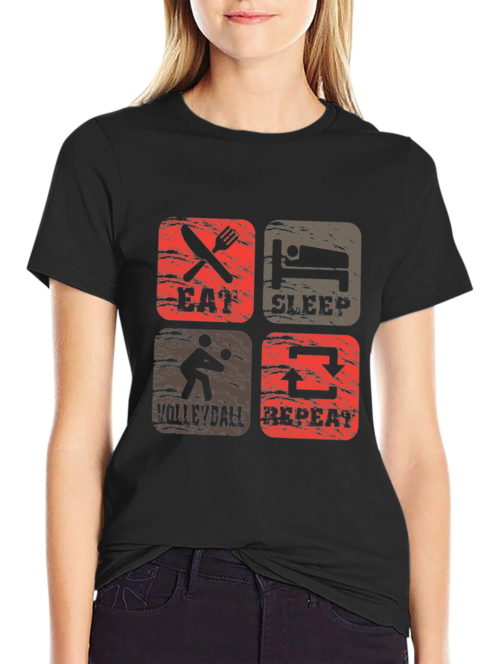 Eat Sleep Volleyball Repeat Graphic Tee