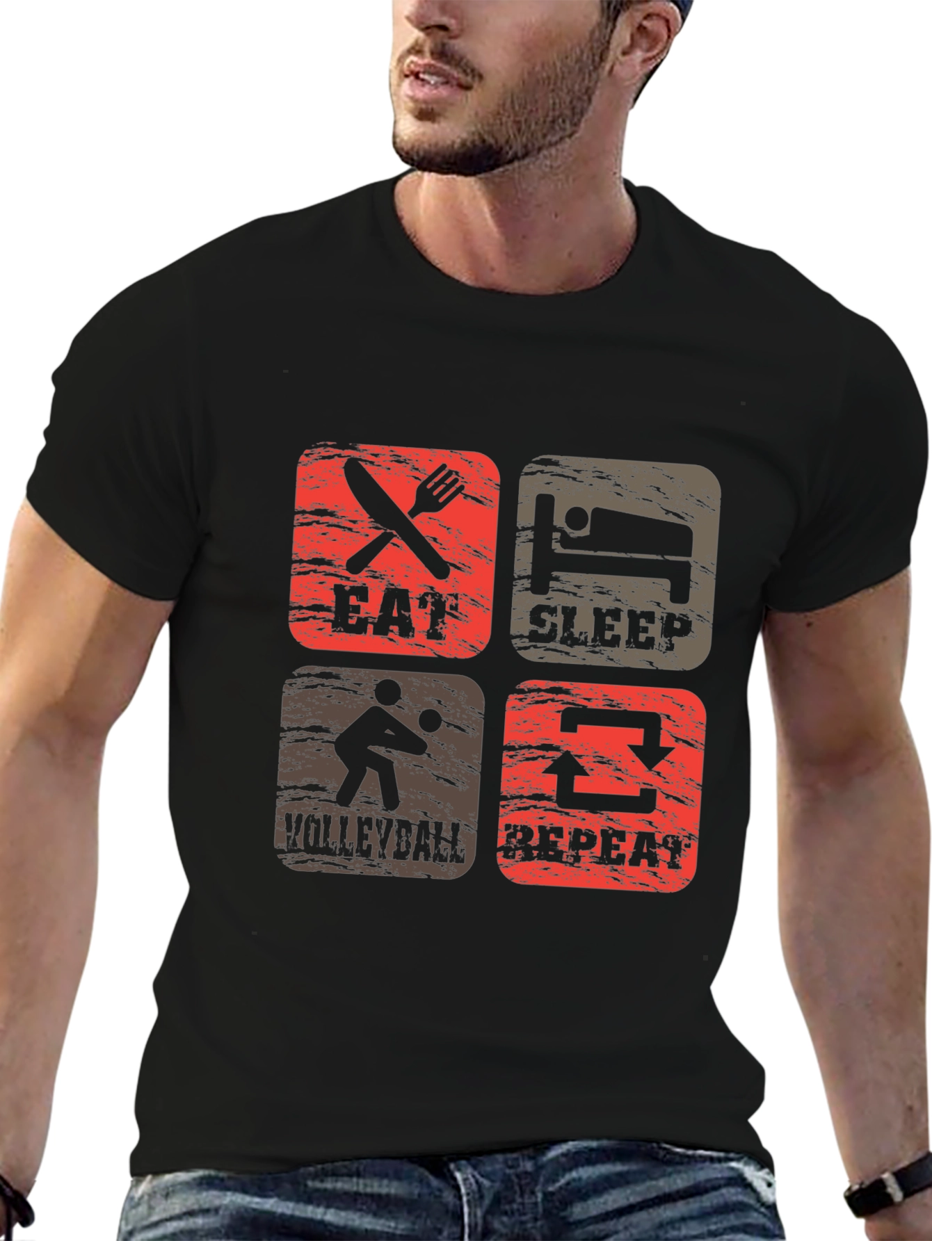 Eat Sleep Volleyball Repeat Graphic Tee
