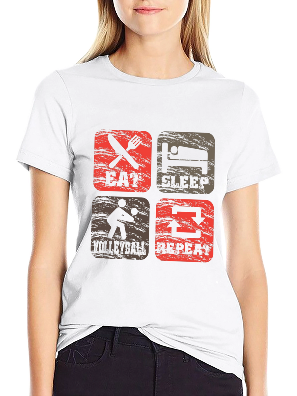 Eat Sleep Volleyball Repeat Graphic Tee
