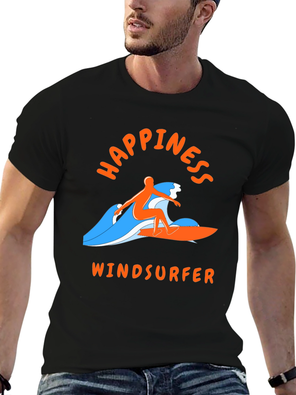 Happiness Windsurfer T-Shirt - Black