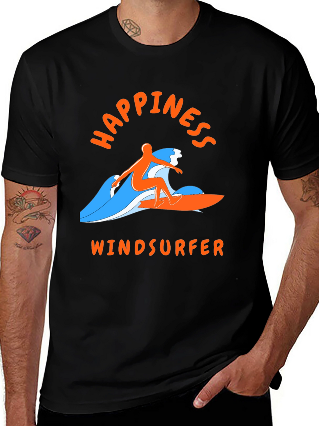Happiness Windsurfer T-Shirt - Black