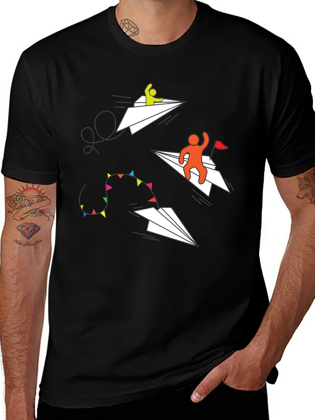 Paper Airplane T-Shirt - Flying High Design