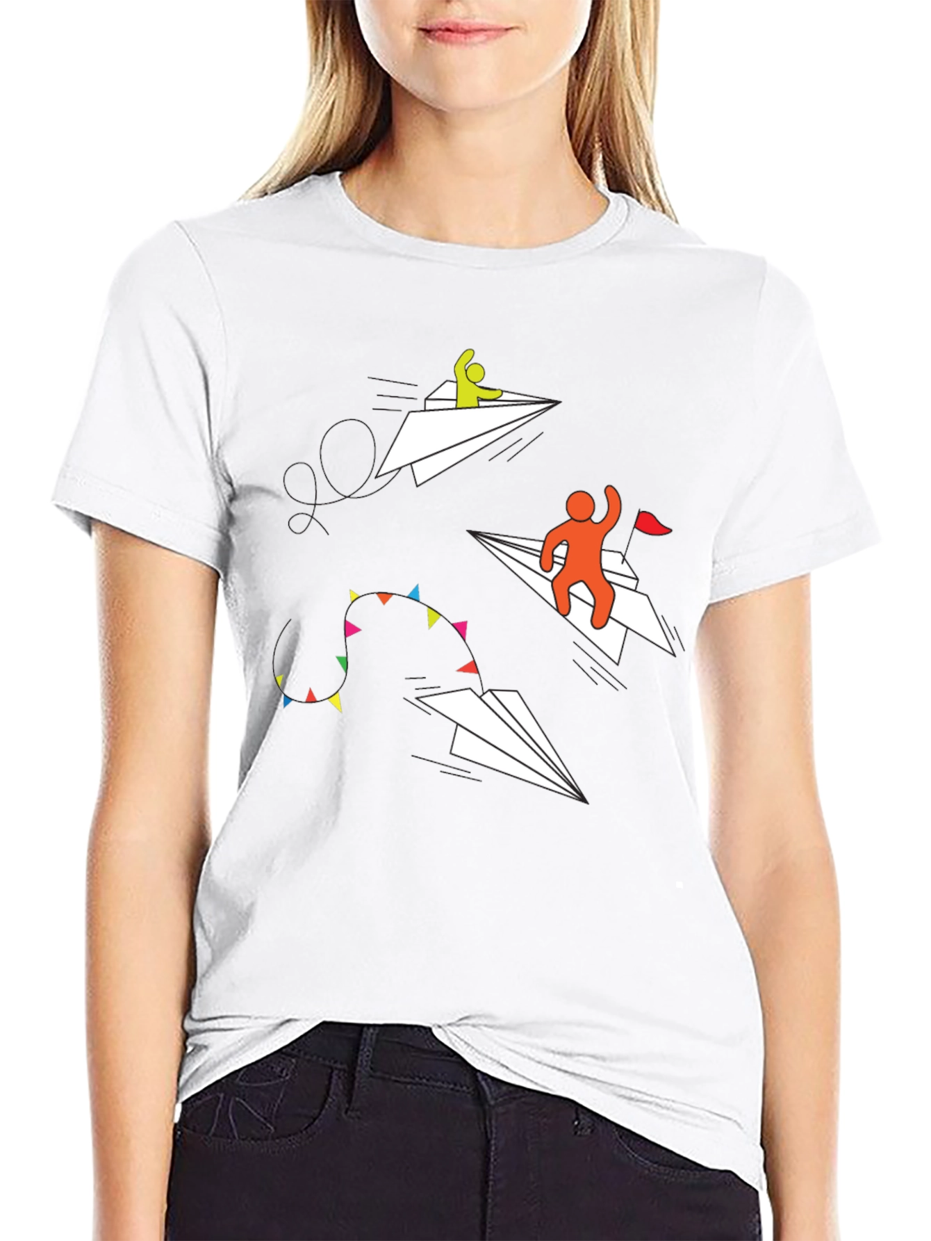 Paper Airplane T-Shirt - Flying High Design