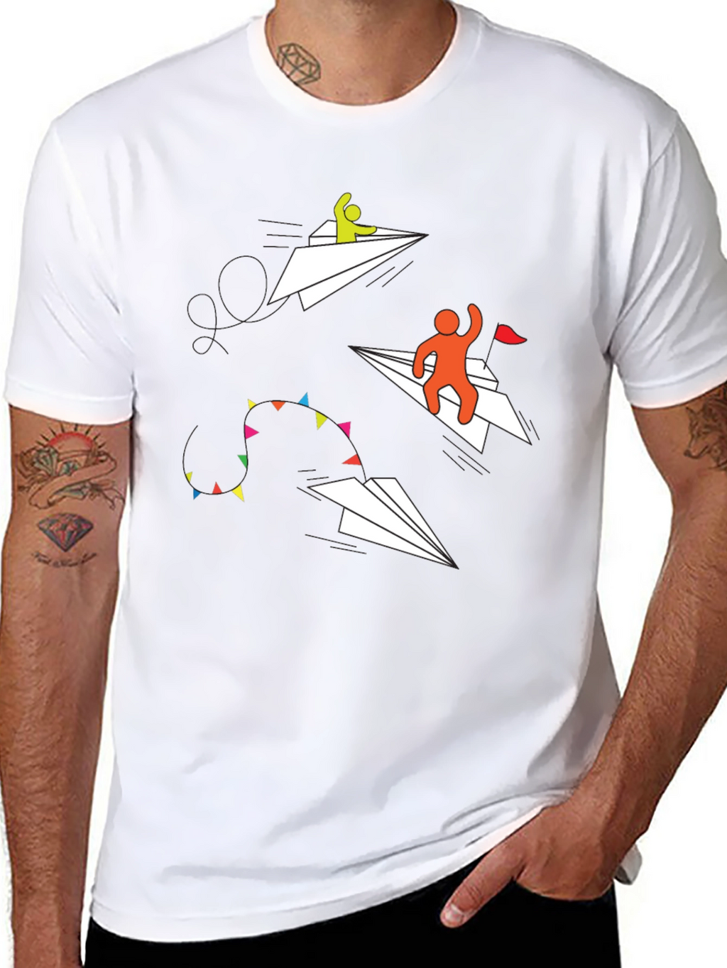 Paper Airplane T-Shirt - Flying High Design