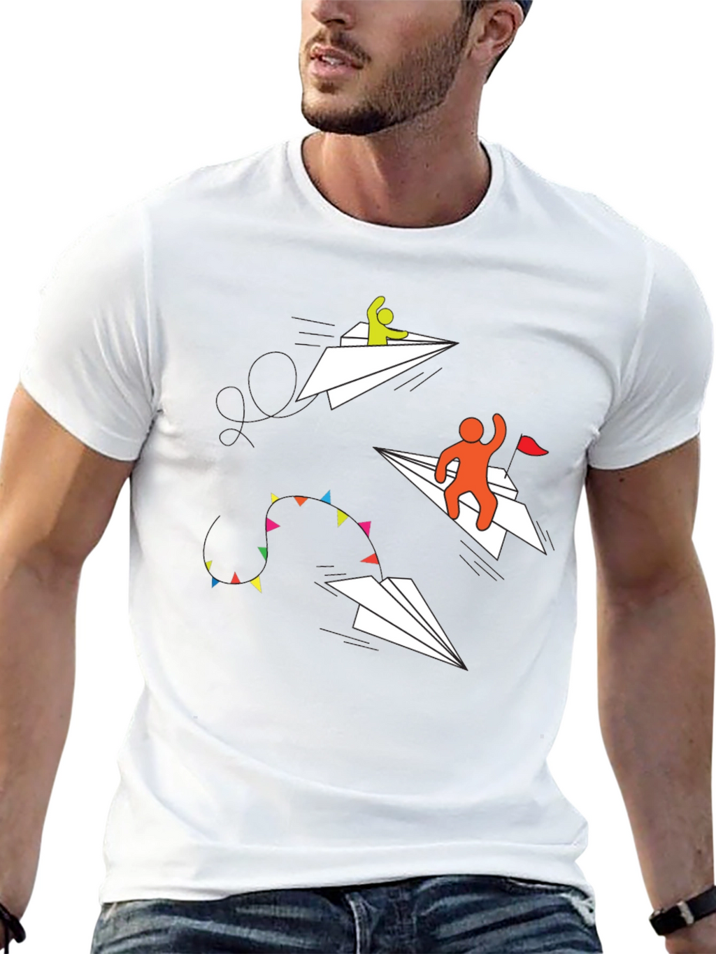 Paper Airplane T-Shirt - Flying High Design