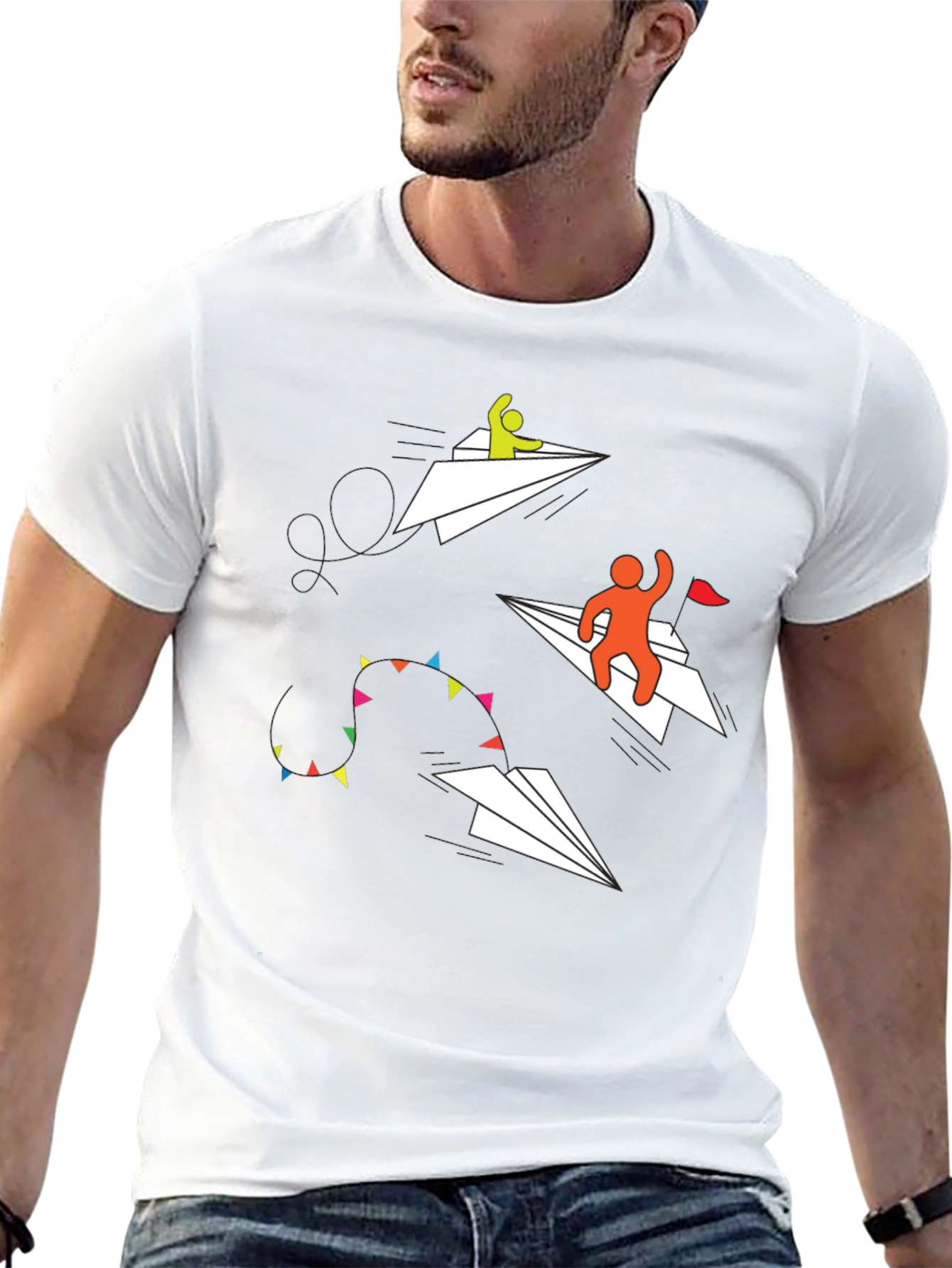 Paper Airplane T-Shirt - Flying High Design