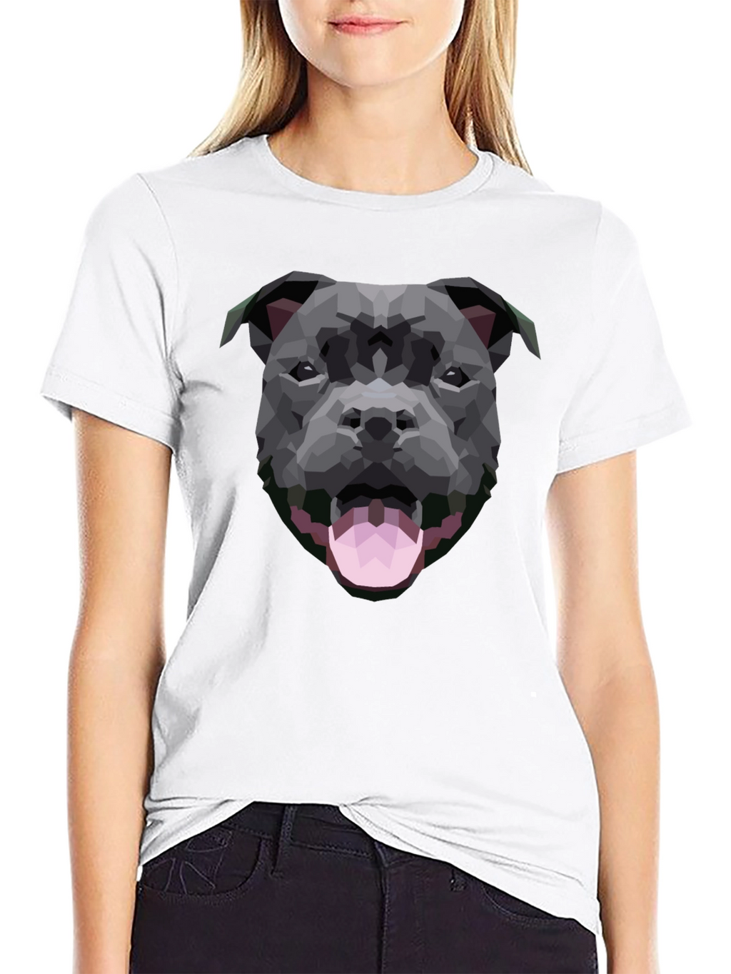 Geometric Dog Graphic Black T-Shirt