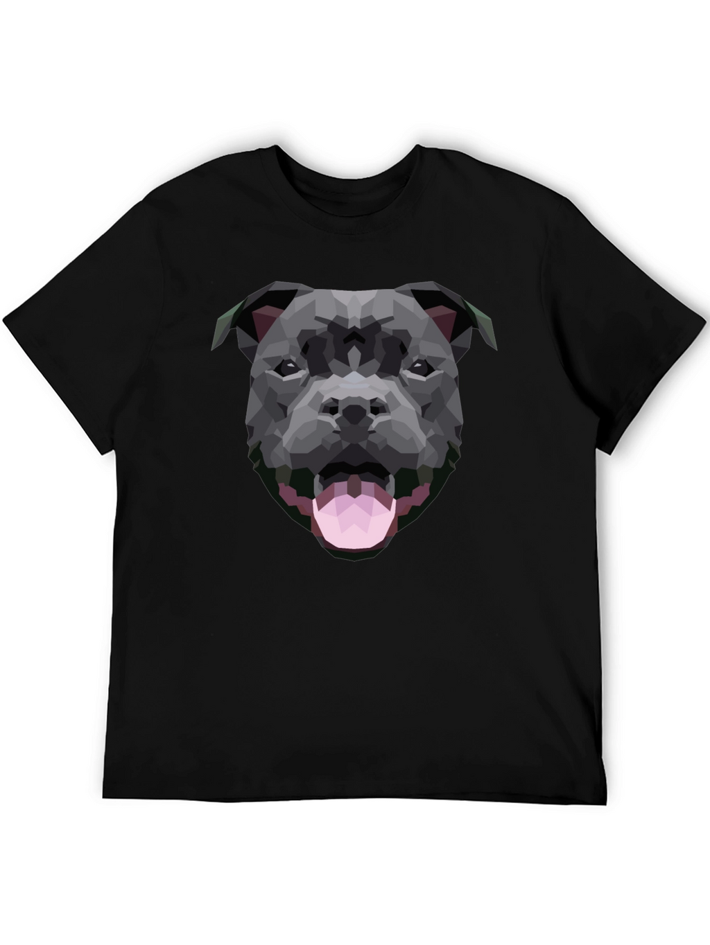 Geometric Dog Graphic Black T-Shirt