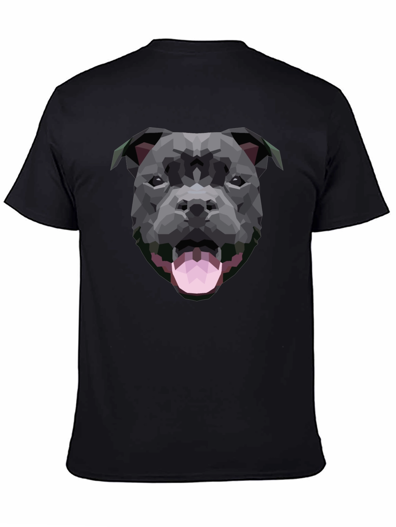 Geometric Dog Graphic Black T-Shirt