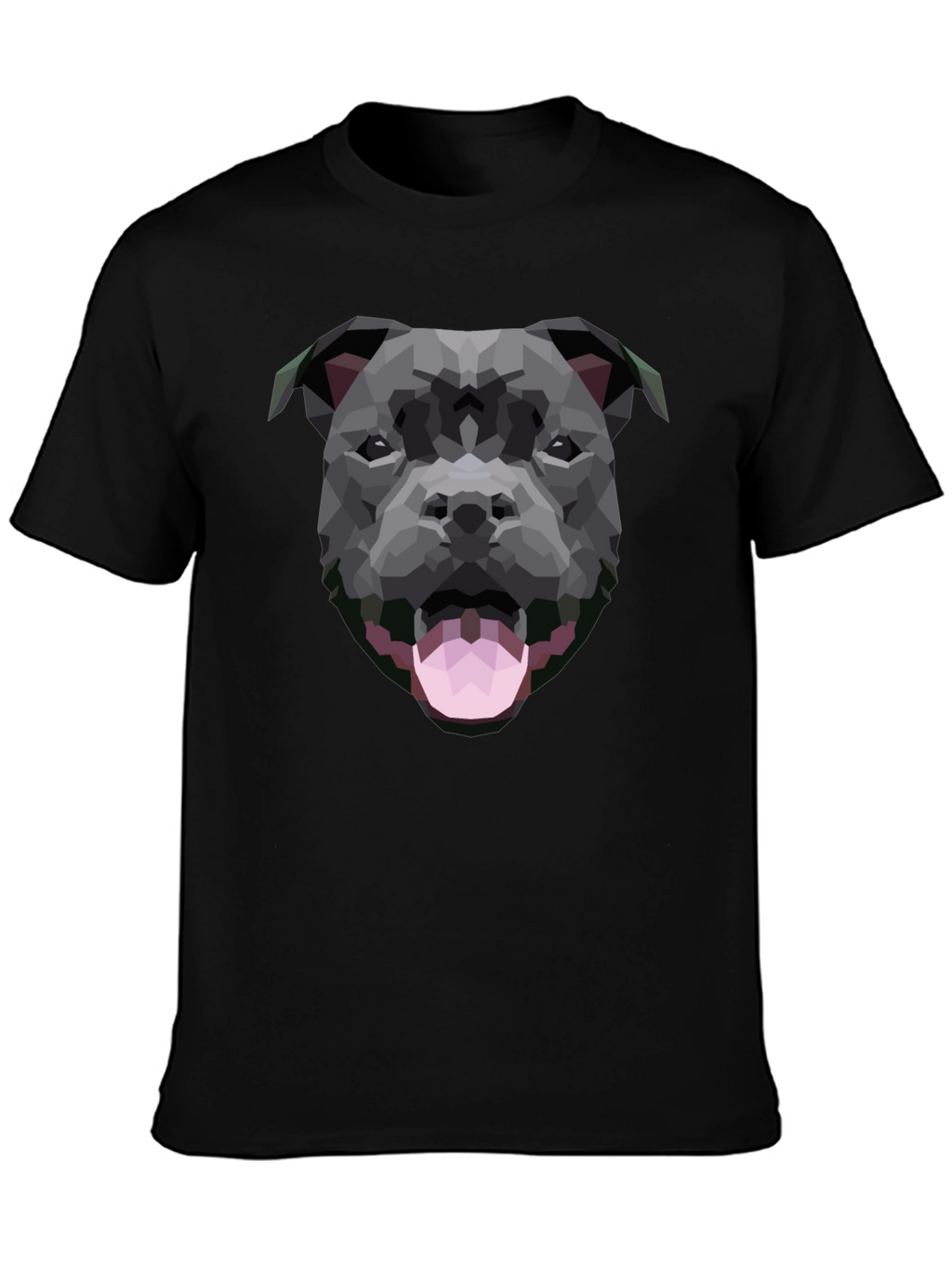 Geometric Dog Graphic Black T-Shirt