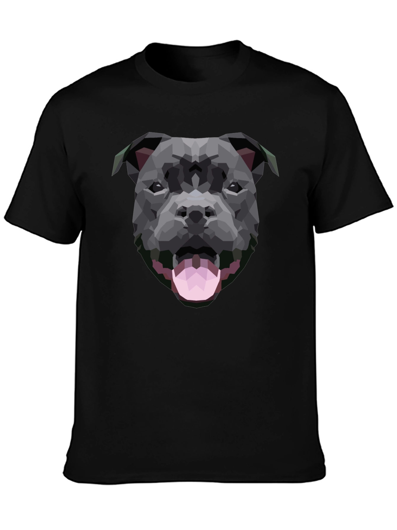 Geometric Dog Graphic Black T-Shirt